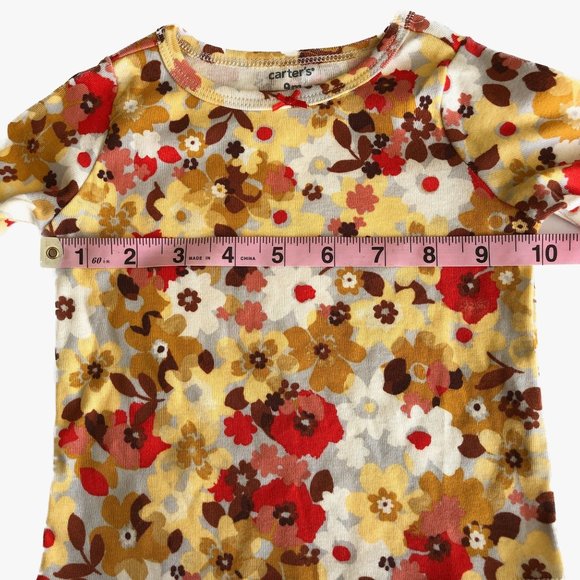 Carter's Baby Girls Long Sleeves Shirt Flowers Leaves Fall Colors Size 9 M - Picture 5 of 8